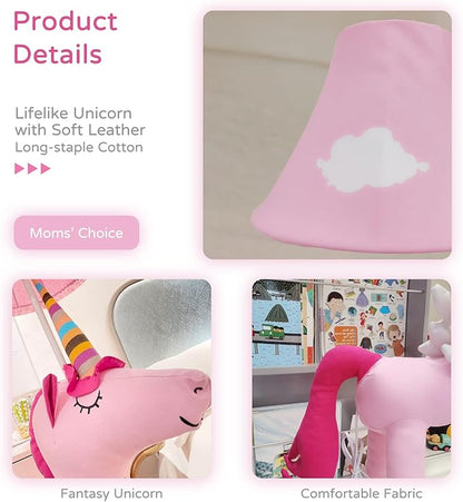 Kids Floor Lamp, 51" Pink Unicorn Standing Lamp with Hand-Stitched Toy Design, Modern Bedroom & Living Room Decor, Includes E26 LED Bulb