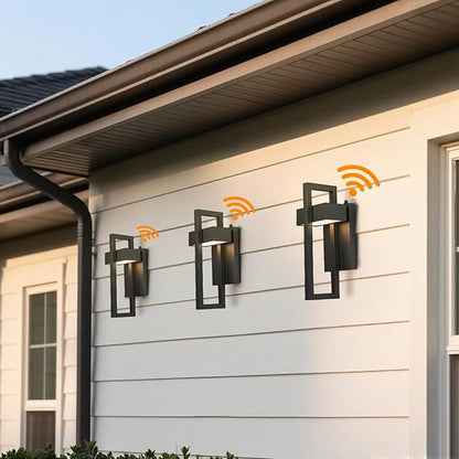 LED Outdoor Wall Lights Dusk to Dawn Outdoor Lighting, Modern Exterior Lighting Fixture Matte Black Outdoor Wall Sconce 3000K Integrated Outside Wall Mount Lights for Porch Garage