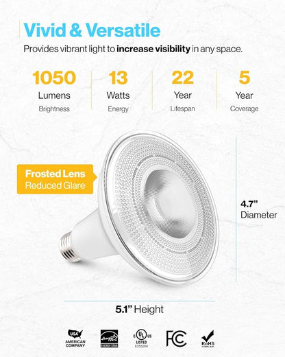Sunco 96 Pack Outdoor LED Flood Home Patio Driveway Light, Waterproof PAR38 LED Bulb, CRI90, 3000K Warm White, 1050 Lumens, 100W Equivalent 13W, Dimmable, Wet-Rated, E26 Base UL.