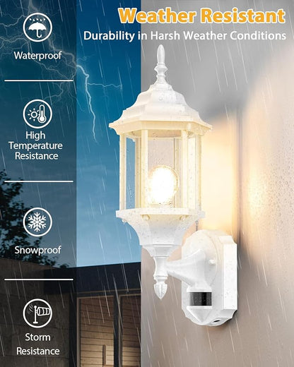 Redluck Motion Sensor Outdoor Lights, 16 inch Dusk to Dawn Outside Porch Lights, Waterproof Anti-Rust Aluminum Outdoor Wall Lights Exterior Lighting Fixtures for House, Garage, Front Door, White
