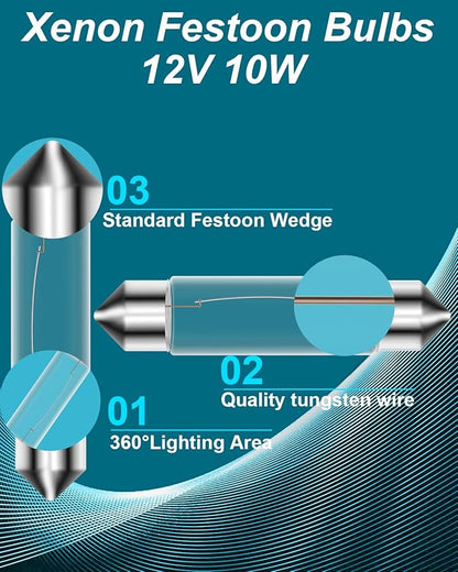 Under Cabinet Light Bulbs Xenon Festoon Light Bulb 12v 10w Festoon Bulb T3 44MM Festoon UnderCabinet Bulb 2700K 12 PCS