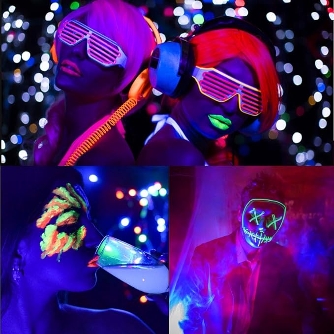 Black Light Bulbs 9W 8 Pack A19 E26 LED Blacklight Bulb 385-400nm UVA Black Lights for Blacklight, Glow in The Dark, Body Paint, Fluorescent Poster, Neon Glow