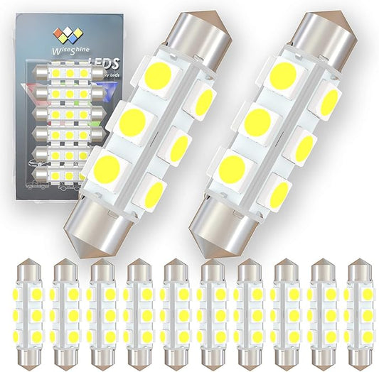 42mm DC 12V 578 569 Festoon LED Bulb Extremely Super Bright 6000K White,561 562 566 Led Light Bulb for Automotive Interior Reading Lights (Pack 12)