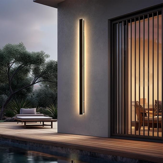 71inch Modern Outdoor Wall Light, IP65 Waterproof Front Door Lights Black Outdoor Wall Sconce, 3000K Acrylic Exterior Lighting Fixtures Wall Mount, LED Long Outside Lights for House Patio