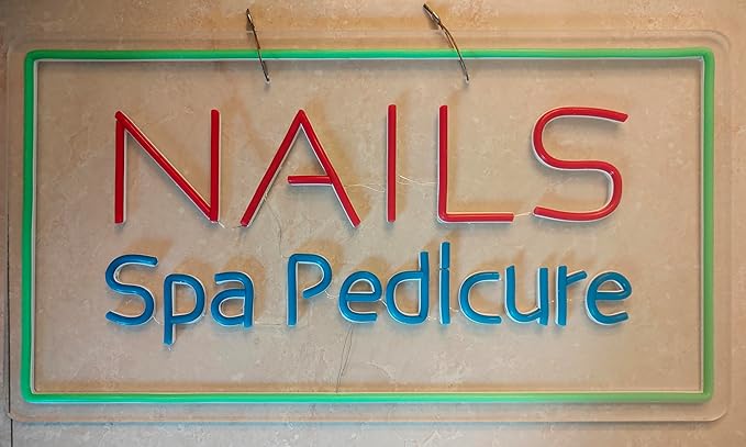 Neon Signs for Wall Decor Nails Spa Pedicure Green Border Handmade Art Sign Neon Led Handmade LED Neon Tubing Signs