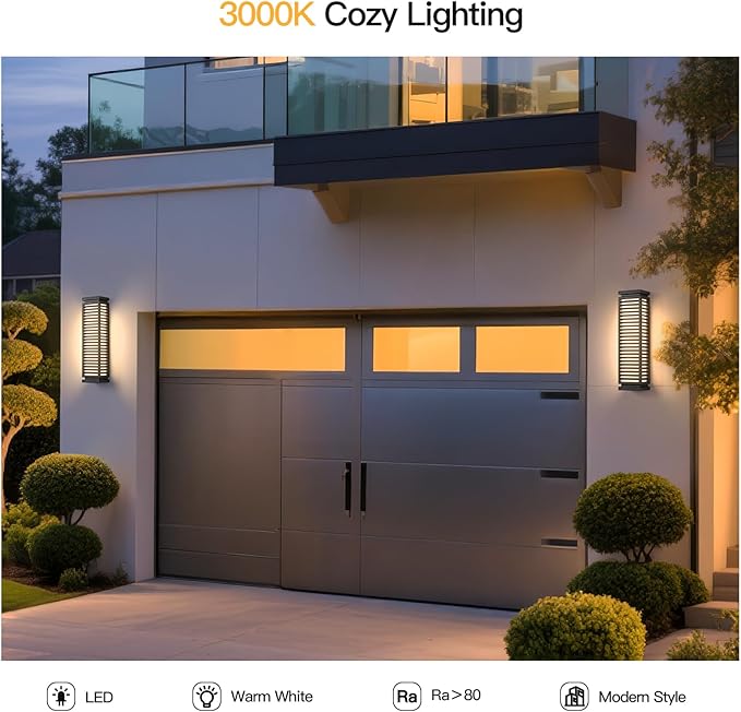 23.6" Outdoor Wall Lights, Hard Wired Front Porch Light, Waterproof Exterior Lighting Fixtures, 3000K Modern Patio Wall Light Fixture, Outdoor Sconce for House Outside Exterior Entrance Patio