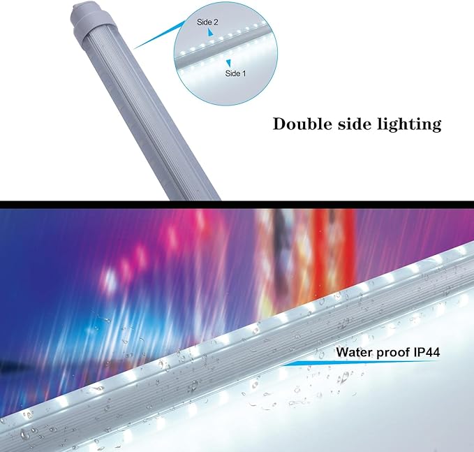 Midwestern 15 Pack T10 6FT 48W Led Tube Light Double Sided 360° Rotatable R17D Base Double Rows Led Ballast Bypass 6 Foot Advertisement Sign Lighting 6000k Cool White Striped Cover 100-277V