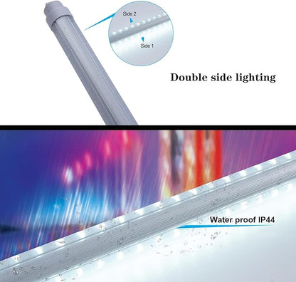 12 Pack T10 6FT 48W Led Tube Light Double Sided 360° Rotatable R17D Base Double Rows Led Ballast Bypass 6 Foot Advertisement Sign Lighting 6000k Cool White Striped Cover 100-277V