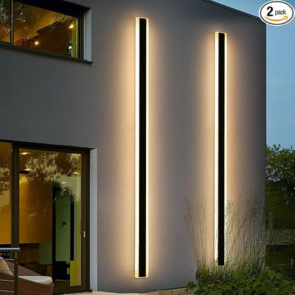 2 Pack Long LED Wall Light, 71inch Modern Wall Sconce, 60W, 3000K Warm White, IP65 Waterproof, White Acrylic, Outdoor Wall Mount Light Fixture for House, Patio, Garage, Entryway, Fence