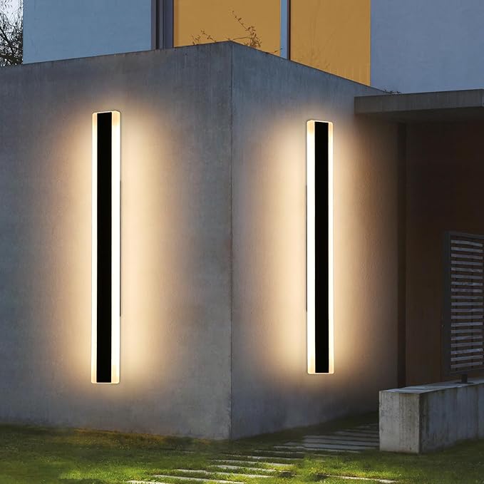 Mikeru 2pack 47.2inch Outdoor Wall Light Fixtures, 3000K Modern Outdoor Lights Exterior for House Ip65 Waterproof Rust Long LED Wall Light Fixtures Hardwire Wall Mount Exterior Lighting for Garage