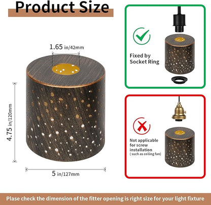 2 Pack Metal Lamp Shades, Cylinder Lamp Shade with 1-5/8" Fitter, Antique Bronze Lampshade Replacement for Lighting Fixture,Chandelier,Table Lamp,Wall Lamp, Floor Lamp, Diameter 4.75 in Height 5in