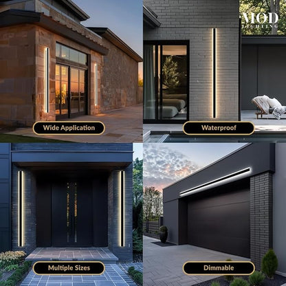 𝗠𝗢𝗗 𝗟𝗜𝗚𝗛𝗧𝗜𝗡𝗚 Haylen | Waterproof Outdoor Wall Light, LED Dimmable with Remote 3000K-6000K, Long Outdoor Porch Lights, Wired Lighting Fixture, Patio Exterior Wall Sconce, 1-Pack (Black, 79")