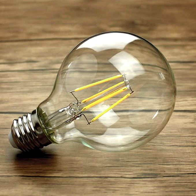 LUXRITE Vintage G25 LED Globe Light Bulbs 60W Equivalent, 550 Lumens, 5000K Bright White, Dimmable Round Edison Bulb 5W, Clear Glass, LED Filament Bulb, E26 Standard Base (6 Pack)