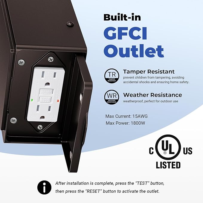Outdoor Light Fixture Dusk to Dawn, Oil Rubbed Bronze Front Porch Lighting with GFCI Outlet, Modern Patio Lights Outdoor Waterproof and Anti-Rust, 2-Pack Outside Lantern Lights with E26 Sockt