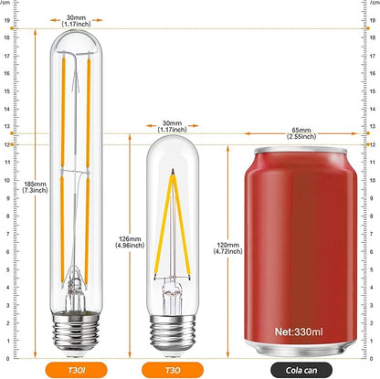 Tubular Light Bulb 7.3 Inch Dimmable T10 LED Bulb E26 6W 60 Watts Edison Bulbs 4000K White Light,185mm Long for Wall Sconces, Pendant, Livingroom, 4-Pack