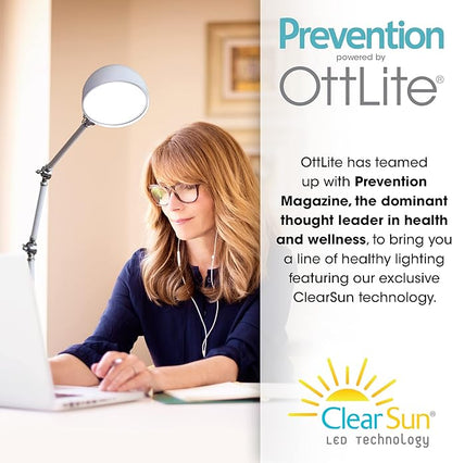 OttLite Pharmacy Adjustable LED Floor Lamp, Prevention Series - Designed to Reduce Eyestrain - 3-Point Adjustable Neck, 3 Brightness Settings with Touch Controls - Office Work, Reading & Studying