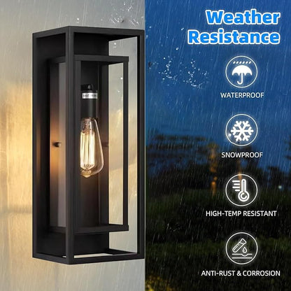 6Pack 18inch Outdoor Wall Light Fixtures, Exterior Waterproof Modern Matte Black Wall Lamps with Glass Shades,E26 Sockets Porch Light for Front Door Patio Entryway