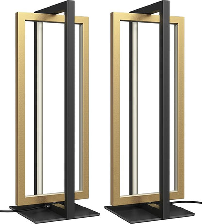 EDISHINE LED Table Lamp, 3 Color Temperatures Bedside Lamp (3000K 4500K 6000K), MAX 750LM Touch Dimmable Nightstand Lamp for Living Room Bedroom, Angle Adjustable, Dual-Frame Rectangle, 2 Pack
