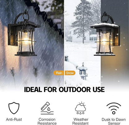 Outdoor Lighting Fixtures Wall Mount, 1-Light 15''H Dusk to Dawn Exterior Light for House Outdoor Wall Lantern with Clear Glass for Front Porch Patio Garage (15'' H with Photocell, 1 PC)