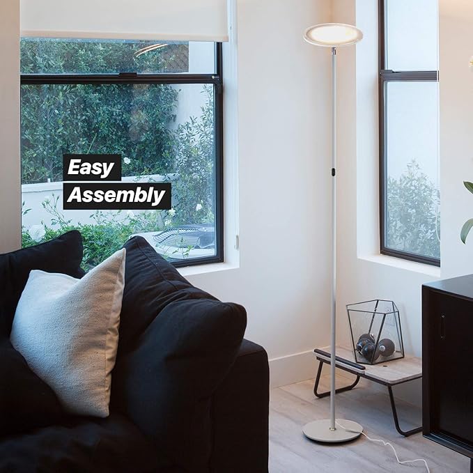Brightech Sky Flux Dimmable LED Floor Lamp – Super Bright Floor Lamp with 3 Light Modes for Living Room, Office – Torchiere Standing Touch-Lamp, Tall Torch Lamp for Bedroom & Reading - Bronze