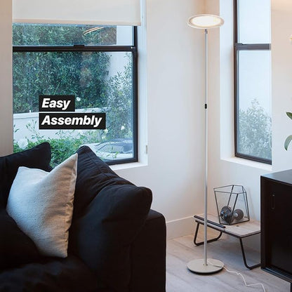 Brightech Sky Flux Dimmable LED Floor Lamp – Super Bright Floor Lamp with 3 Light Modes for Living Room, Office – Torchiere Standing Touch-Lamp, Tall Torch Lamp for Bedroom & Reading - Bronze