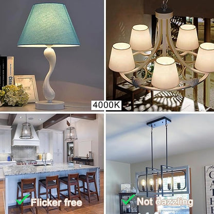 3.2 Inch 4000K Neutral White E26 LED Bulb 60 Watt Equal, AC 120V 600LM Edison Bulbs Dimmable, 6W T10 Tubular Filament Light Bulbs Clear Glass for Fan Pendant Wall Light, UL Listed-6 Pack