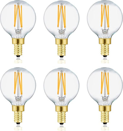XININSUN E12 G16.5 Light Bulb,40 Watt Candelabra Light Bulb, Dimmable Warm White 2700K 400lm G50 4w Led Globe Bulbs Vintage LED Filament Edison Candle Bulb with Decorative,6Pack