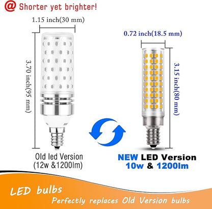 E12 100 Watt Equivalent LED Chandelier Bulbs 10W 2700K Warm White 1200lm 120V C7 T6 E12 LED Candle Light Bulb for Pendant Lighting Candelabra Ceiling Fan Corn Light Bulbs, Non-dimmable, 4 Pack