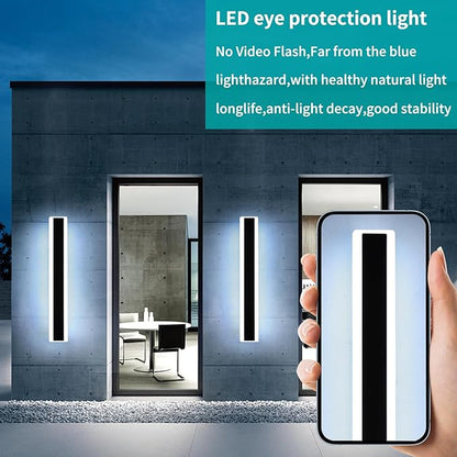 Mikeru 2Pack 31.4inch Long Led Wall Light, 6000k Cool White Modern Outdoor Wall Light Ip65 Waterproof Black Acrylic Porch Exterior Lighting Fixtures, Exterior Wall Mount Lights