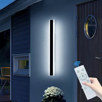 39inch Outdoor Modern Wall Sconces, Dimmable Exterior Wall Mounted Lighting 3 Color 3000K/4500K/6000K, IP65 Waterproof, Minimalist Porch Lights Fixture for Yard Patio Garage with Remote Control
