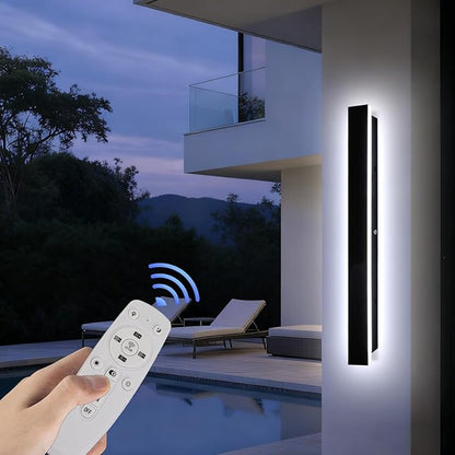 Modern Black Outdoor Wall Lights for House 31.5" Garage Exterior Lighting Fixtures LED IP65 Outdoor Wall Light Dimmable 3000K-6000K Long Strip Anti-Rust Wall Lamp for Patio Passage Porch