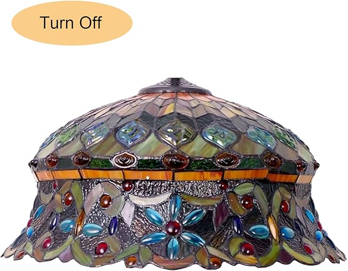 18-Inch Large Tiffany Lamp Shade Replacement, Only Vintage Stained Glass Rose Peacock Hat Lampshades fit for Table Lamps Floor Lamps Desk Bedside Reading Lighting,Hat