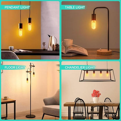 AMDTU Light Bulbs 75 Watt Equivalent, Ultra Filament Spiral LED Edison Bulb 7W, 700 Lumens E26 Base Edison LED Bulbs Dimmable, Soft White 2700K T45 Clear Glass Bulbs, 4 Pack