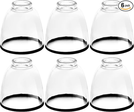 6 Pack Ceiling Fans Glass Shade Covers, Clear Glass Shade Replacements Globes Lampshades with Round Black Border, Screw-Fixed Lamp shade for Light Fixtures Chandelier Sconces Vanity Lights