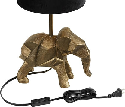 River of Goods 15.5'' H Black Drum Shade with Novelty Elephant Base Table Lamp