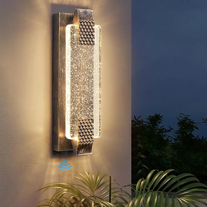 camuucci Dusk to Dawn Outdoor Light,15.7 Inches LED Porch Lights Outdoor Waterproof Modern Outside Sconce Wall Mount for Doorway Hallway Porch Patio Yard Doorway Bronze