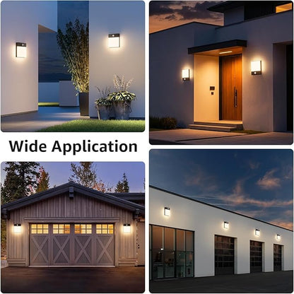 Aoceeley Modern Outdoor Led Wall Light with Motion Sensor,24W 3000K Porch & Patio Light,Exterior Hardwired Wall Light Fixtures,IP65 Waterproof Square Wall Lamp for Garage, Front Door(Black,2-Pack)