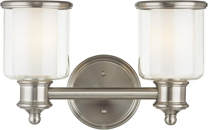 Livex Lighting 40212-91 Transitional Two Light Bath Vanity from Middlebush Collection in Pwt, Nckl, B/S, Slvr. Finish, Brushed Nickel