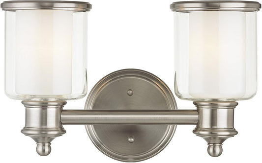 Livex Lighting 40212-91 Transitional Two Light Bath Vanity from Middlebush Collection in Pwt, Nckl, B/S, Slvr. Finish, Brushed Nickel