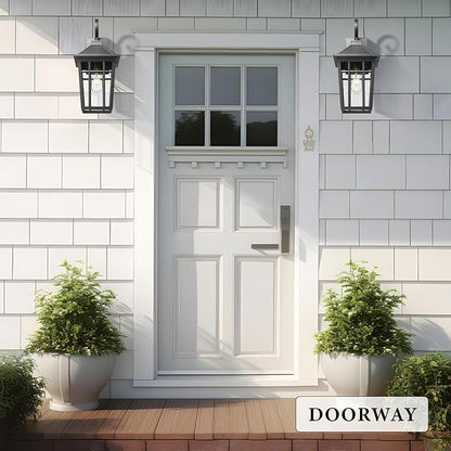 Darkaway Large Outdoor Wall Lights for House, 18inch Exterior Lighting Fixtures 2pcs Wall Mount Outdoor Porch Lights Black Outdoor Sconce Lights with Seeded Glass for Hallway Garage