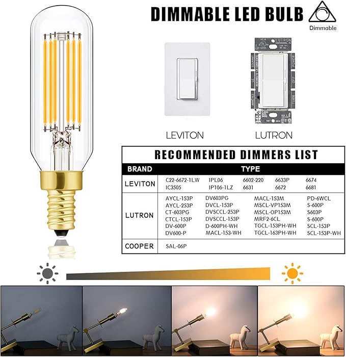 Leools E12 LED Bulb Dimmable 6W Equal 60 watt Light Bulb Soft White 3000K T6 T25 E12 Candelabra Bulb 60 watt for Chandeliers,Ceiling Fan,Pendant,Wall sconces AC120V 600LM e12 Light Bulb 6Pack