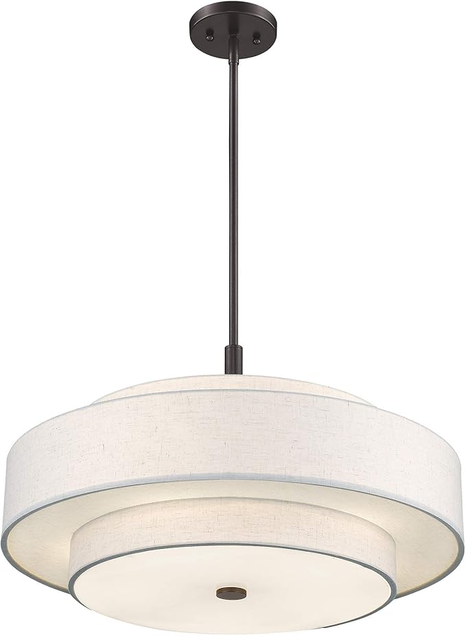 Livex Lighting Fabric Shade 52138-92 Meridian 5 Light English Bronze Pendant