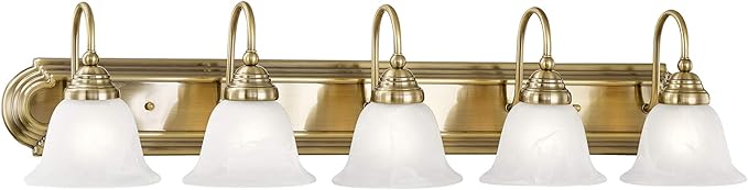Livex Lighting 1005-01 Belmont 5-Light Bath Light, Antique Brass, 36 x 8.5 x 8.5