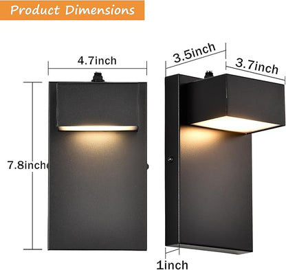 Alighting Outdoor Wall Light Fixtures with Dusk to Dawn Sensor, Modern Black LED Porch Lights Outdoor, 3000K Warm White Waterproof Wall Sconce for House, Garage, Patio, Entryway
