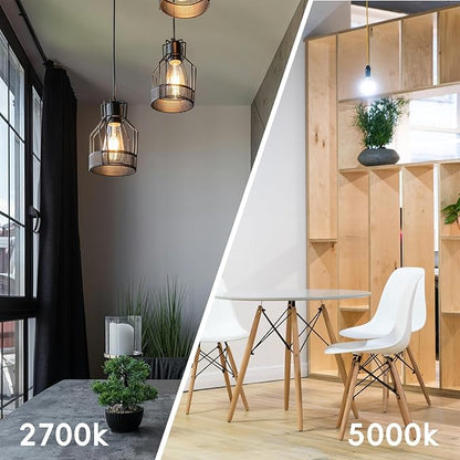 Jensense Edison LED Light Bulbs 8Watt Dimmable, 2700K Warm White, E26 Base, 60watt Equivalent, Vintage Bulbs 800lm CRI 90 Clear Glass, 48 Pack