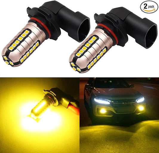 PHINLION H10 9140 9145 Yellow LED Fog Light Bulbs 3000 Lumens Super Bright 3030 27-SMD 9040 9045 9055 9155 LED Bulb Replacement for DRL or Fog Lamps, Golden Yellow