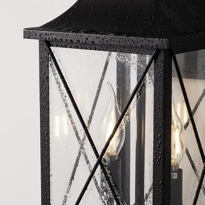 mirrea 19-inch Outdoor Porch Wall Light for House, Waterproof Exterior Sconce for Patio, Wall Mount Lighting Fixture for Front Door, Permanent Outside Lamp for Garage, Matte Black, Set of 2
