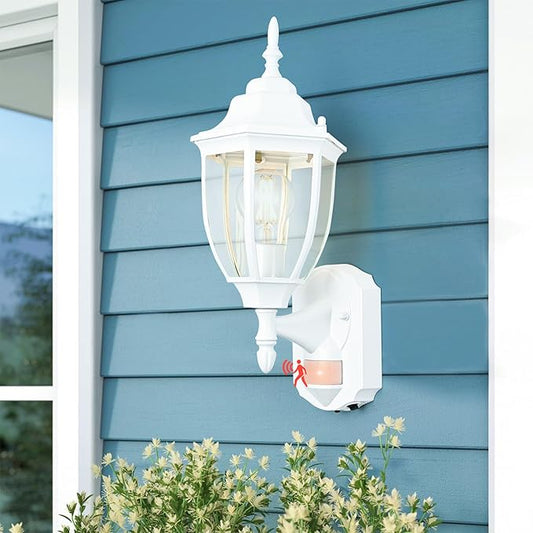 Porch Lights Outdoor Motion Sensor Wall Sconce Anti-Rust Aluminum, Exterior Outdoor Wall Lights Dusk to Dawn Porch Light Fixture Wall Mount for House Outside Patio White