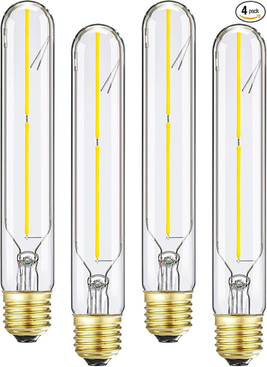 T10 LED Bulb 4W Equal E26 LED Bulb 40 Watt dimmable Neutral White 4000K E26 Edison Bulb AC120V 400lm Tubular Light Bulb T9 for Rustic Pendant,Island,Chandeliers,Wall sconces Pack of 4