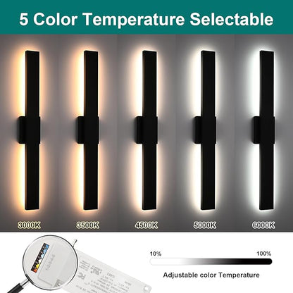 2 Pack Outdoor Wall Light for Porch,32 inch Modern Led Long Wall Lights Fixture,Exterior Linear Lighting for House,Outside LED Long Lights for Patio,Garage,Front Door